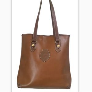 LANCEL Vintage ‘80s 90 Leather Tote Shoulder Bag Logo Minimalist Caramel Neutral